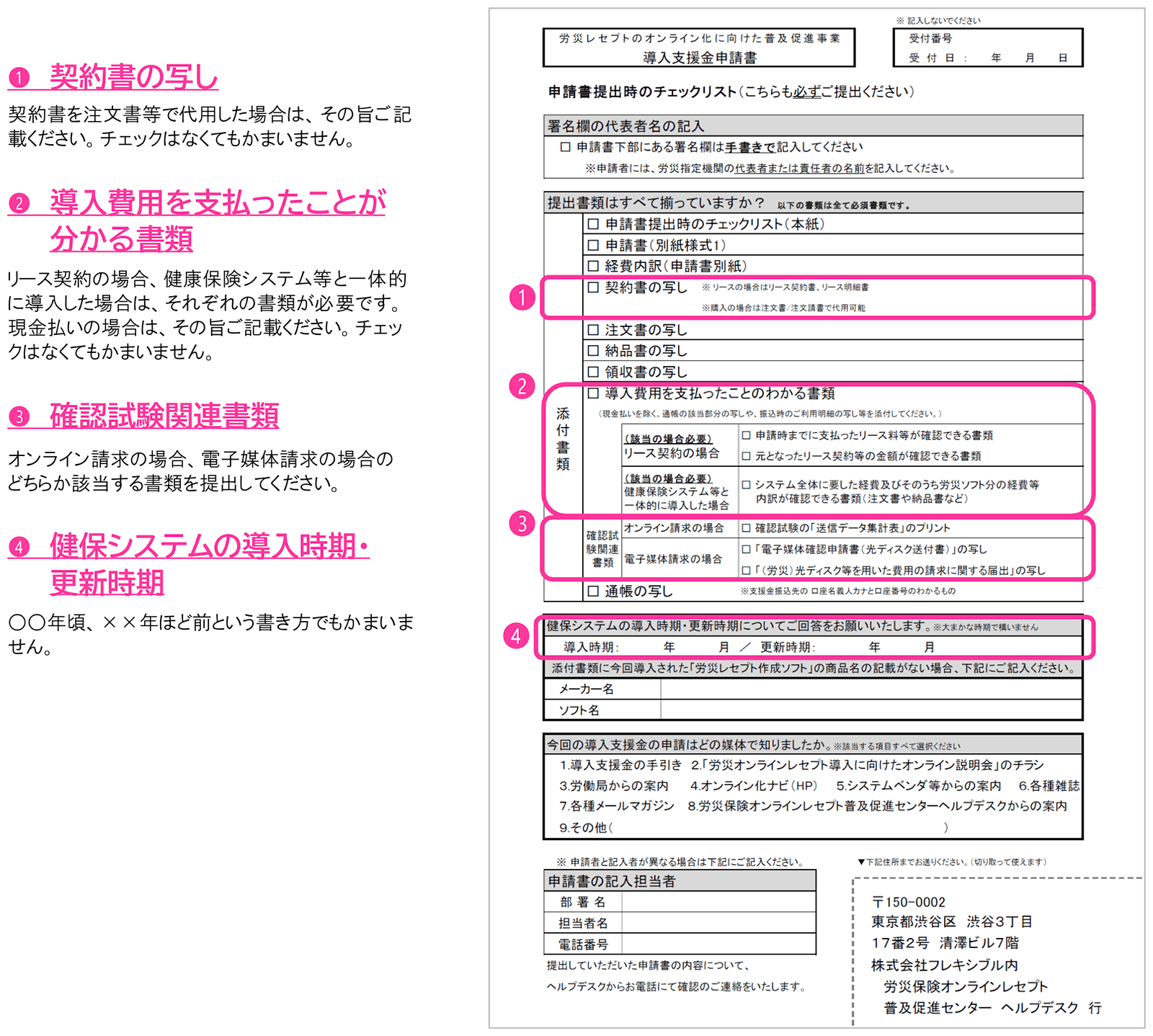 申請書提出時のチェックリスト