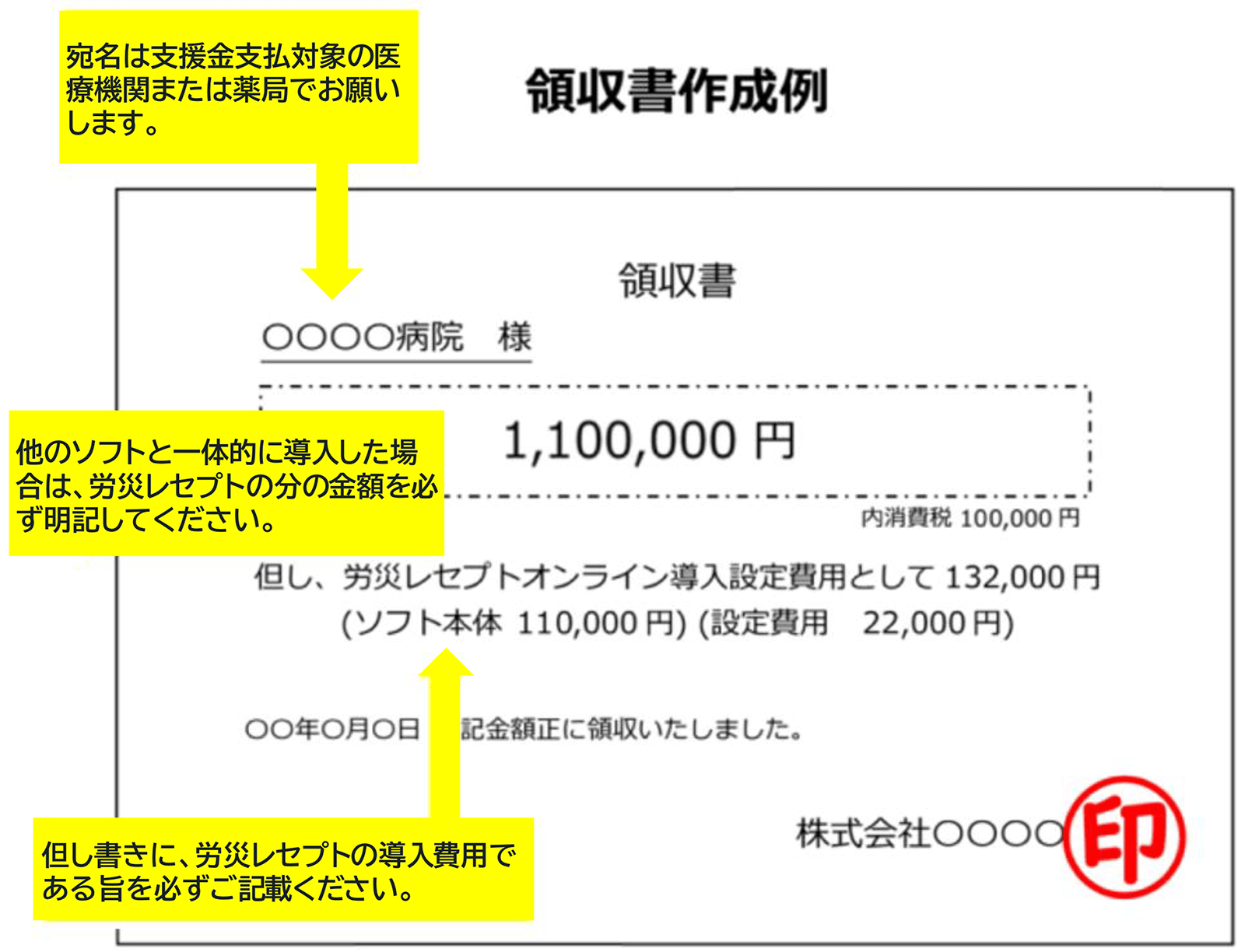 領収書の作成例